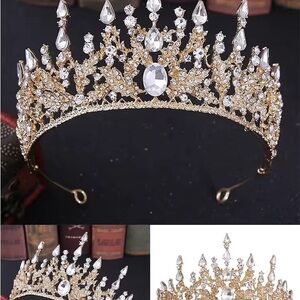 Vintage Crystal Crown Leaf Rhinestone Tiara Hair Accessories Wedding Headdress